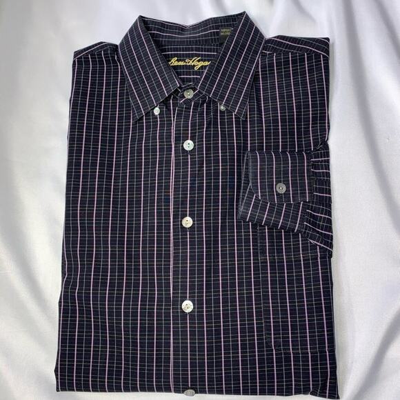 Ben Hogan men’s button down dress shirt SZ L Black striped career button up - Picture 13 of 13